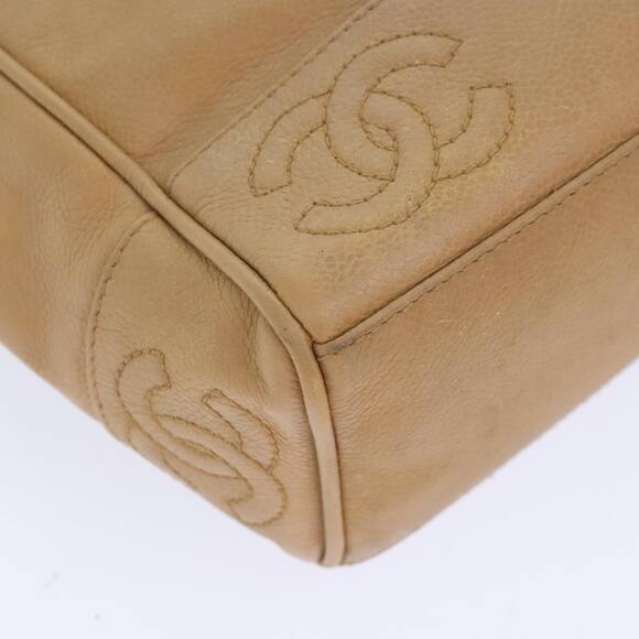 CHANEL Chain Shoulder Bag Caviar Skin Beige Gold CC - Picture 16 of 16